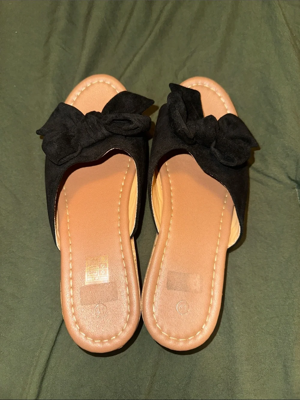 Amazon Black Bow Platform Slide Sandals